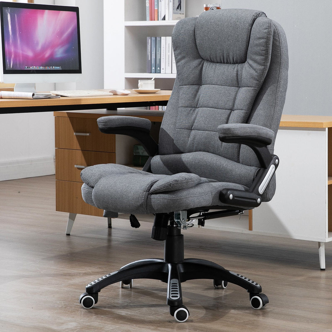 Bureaustoel met massage en verwarming | Kleur: Grijs | Afmetingen: 26.38x26.38x49.6 cm
