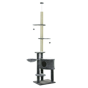Kattentoren met krabpaal | Kleur: Grijs | Afmetingen: 17.71x21.65x94.48 cm