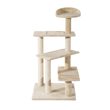 Kattenkrabpaal met 4 plateaus | Kleur: Beige | Afmetingen: 50x50x100 cm