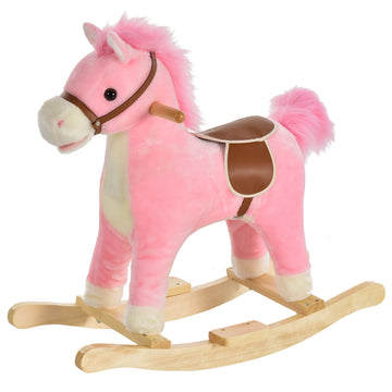 Schommelpaard voor kinderen - Pluche zwaan | Kleur: Roze | Afmetingen: 12.79x25.59x24.01 cm