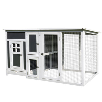 Kippenhok voor 2-4 kippen | Kleur: Grijs, wit | Afmetingen: 62.99x29.52x31.49 cm