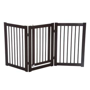 Hondenhek voor honden - Vrijstaand MDF hondenhekje | Kleur: Bruin | Afmetingen: 155x1.5x76 cm