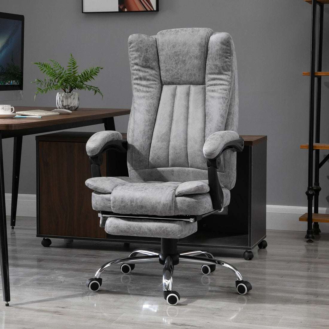 Massagegerät für Bürostuhl mit Heizung | Farbe: Grau | Maße: 26.37x24.4x44.48 cm