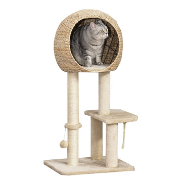 Kattenboom met krabpaal | Kleur: Beige | Afmetingen: 18.89x15.74x39.37 cm