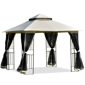 Tuinpaviljoen - Metalen frame | Kleur: Beige | Afmetingen: 39.37x39.37x106.29 cm