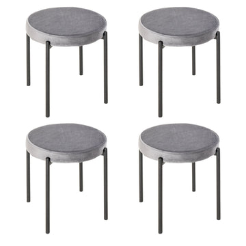 Set van 4 stapelbare eetkamerkrukken | Kleur: Grijs | Afmetingen: 16.33x16.33x18.11 cm