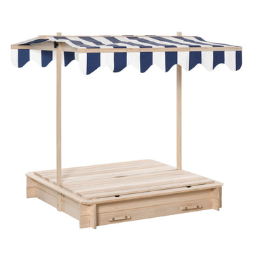 Zandbak met afneembaar dak | Kleur: Naturel, blauw, wit | Afmetingen: 41.73x41.73x47.64 cm