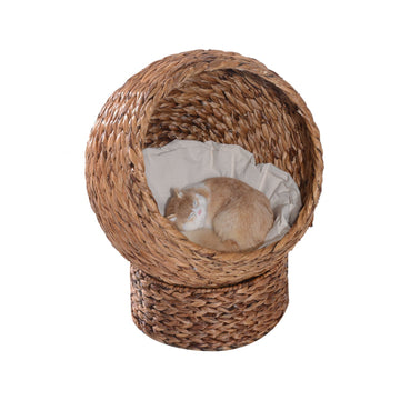 Kattenmand met rotanlook | Kleur: Bruin, wit | Afmetingen: 16.53x19.68x23.62 cm