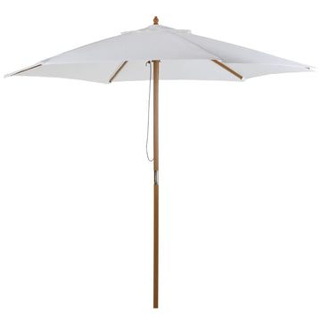 Bamboe tuinparasol Ø 2,5 m | Kleur: Crème | Afmetingen: 250x250x230 cm