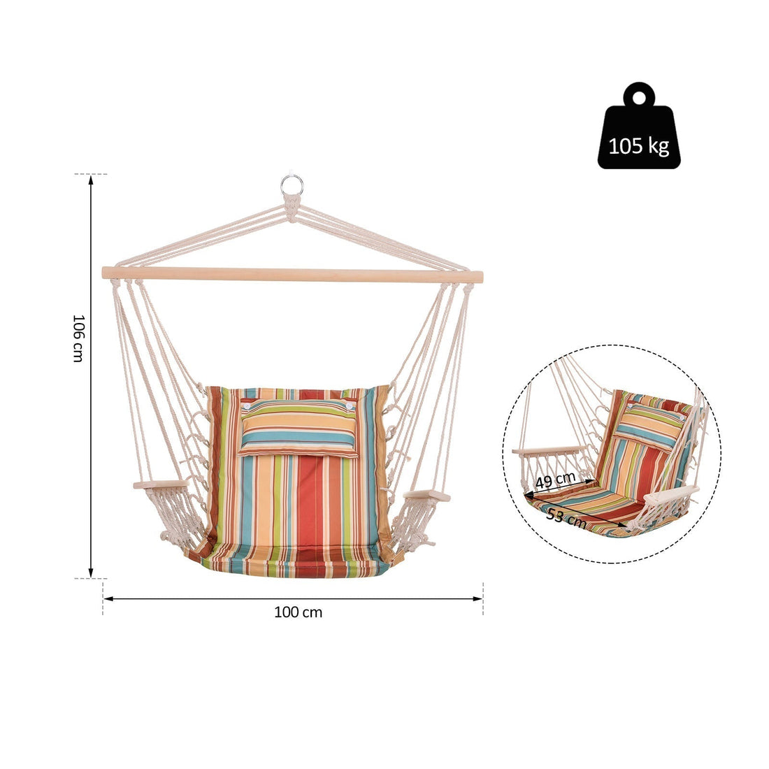 Hangstoel met kussen - Polyester | Kleur: Multicolor