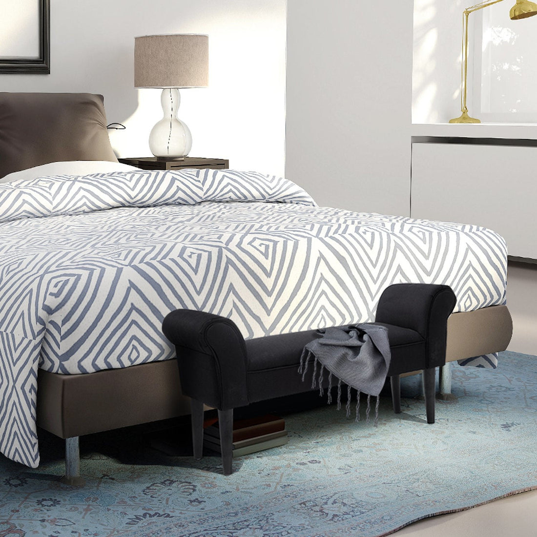 Bedbankje met foamzitting - Zwart | Kleur: Zwart | Afmetingen: 40,15x12,2x20,07 cm