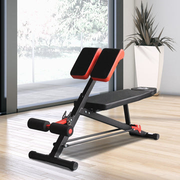 Multifunctionele gewichtsbank | Kleur: Zwart, rood | Afmetingen: 57.48x25.19x28.93 cm