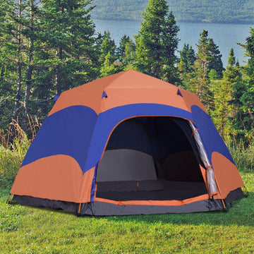 Tent voor 4 personen | Kleur: Oranje, blauw | Afmetingen: 110.24x110.24x66.93 cm