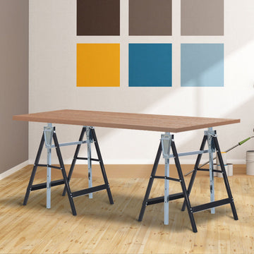 Steigerbok set van 2 - Verstelbare schragen | Kleur: Zwart | Afmetingen: 78.5x12.5x19.5 cm