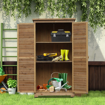 Tuinkast van vurenhout | Kleur: Bruin | Afmetingen: 18.3x34.25x62.99 cm