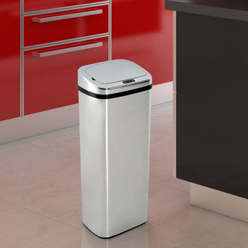 Automatische afvalbak 50 l van staal | Kleur: Zilver | Afmetingen: 12.99x9.84x33.07 cm