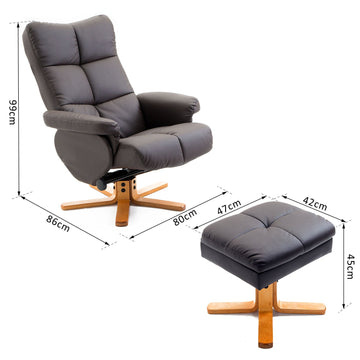Relaxstoel met voetenbank | Kleur: Bruin | Afmetingen: 33.86x31.5x38.98 cm