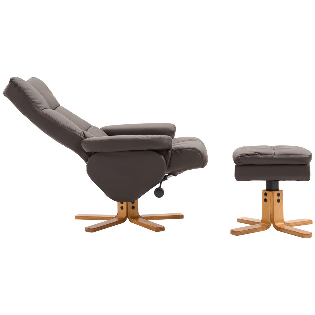 Relaxstoel met voetenbank | Kleur: Bruin | Afmetingen: 33.86x31.5x38.98 cm