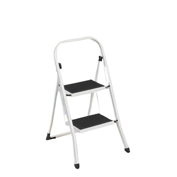 Opvouwbare trapladder, 2 treden, stabiel metaal, 46,5 x 90 x 4 cm