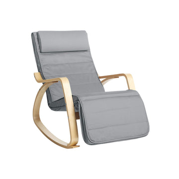 Schommelstoel - Relaxstoel - Katoen - Berkenhout - Schuim - 67 x 115 x 91 cm