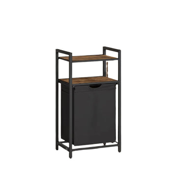 Wasmand met 2 planken, uitneembare zak, ruimtebesparend, 50 x 33 x 92 cm