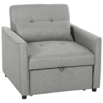 3-in-1 slaapfauteuil - Uitklapbaar stoelbed | Kleur: Grijs | Afmetingen: 68x187x45,5 cm