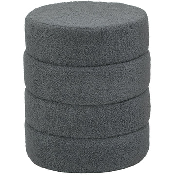 Ronde teddyfleece kruk, grijs | Kleur: Grijs | Afmetingen: 40x40x45 cm