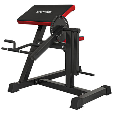 Biceps- en triceps curlbank - 2-in-1 krachtstation | Kleur: Zwart/Rood | Afmetingen: 95x105x80 cm