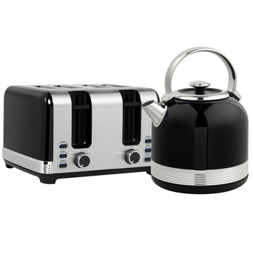Waterkoker- en broodroosterset - 7 bruiningsstanden, 1,7 l | Kleur: Zwart, zilver