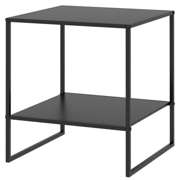 Industriële bijzettafel met opbergplank | Kleur: Zwart | Afmetingen: 40x40x45 cm