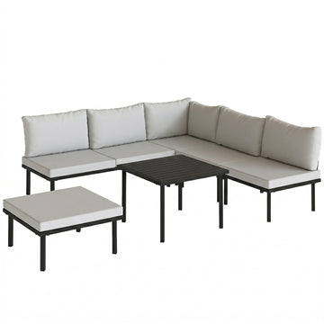 6-delige lounge tuinmeubelset voor 5-6 personen | Kleur: Lichtgrijs | Afmetingen: 176x234x64 cm