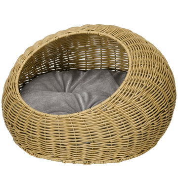 Rieten kattenhuis - Kattenmand tot 4 kg | Kleur: Lichtbruin | Afmetingen: 50x50x31 cm