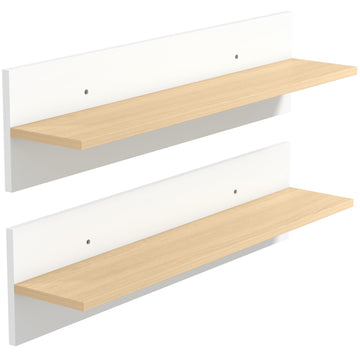 Set van 2 zwevende wandplanken | Kleur: Wit + Bruin | Afmetingen: 80x16,5x20 cm