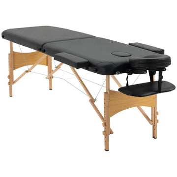 Opvouwbare massagetafel | Draagbare massagetafel | Kleur: Zwart | Afmetingen: 60x185x61-88 cm