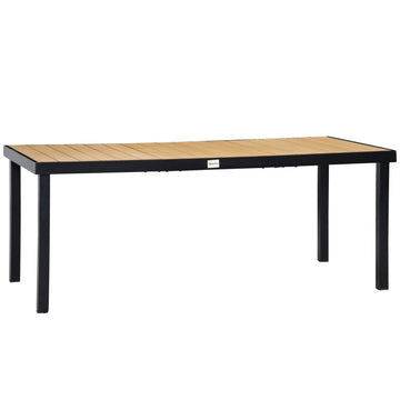 Eettafel voor buiten voor 8 personen | Kleur: Naturel+Zwart | Afmetingen: 90x190x74 cm
