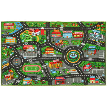 Krabbelmat baby met stadsprint 160x100 cm | Kleur: Grijs | Afmetingen: 100x160x0,5 cm