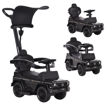Kinderloopauto met Claxon en Parasol | Kleur: Zwart | Afmetingen: 40.5x85.5x95 cm