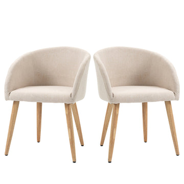 Set van 2 Scandinavische eetkamerstoelen | Kleur: Bruin | Afmetingen: 56x55x74 cm