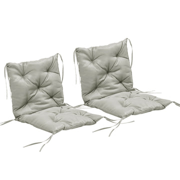 2-delige set zitkussens met bindbanden | Kleur: Lichtgrijs | Afmetingen: 50x98x8 cm