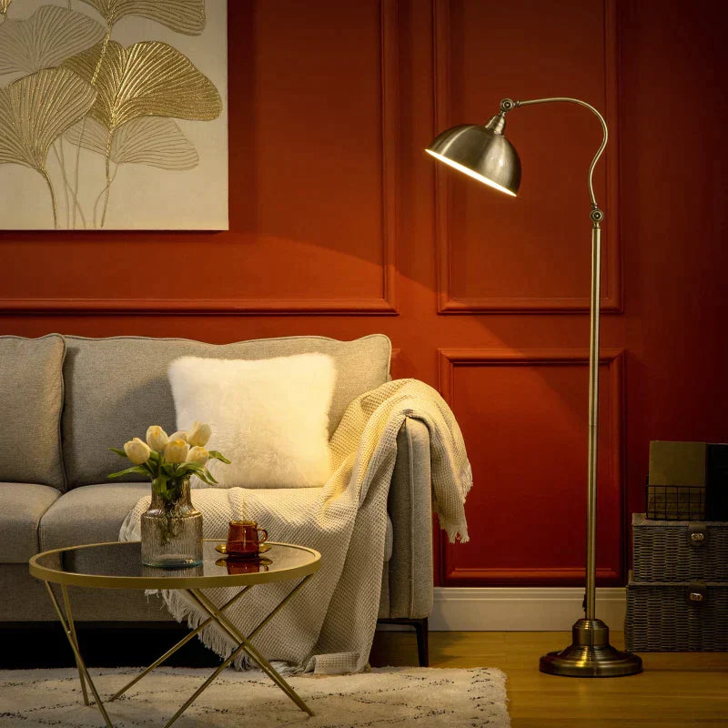 Vintage vloerlamp met draaibare arm | Kleur: Brons | Afmetingen: 25.5x42x152 cm