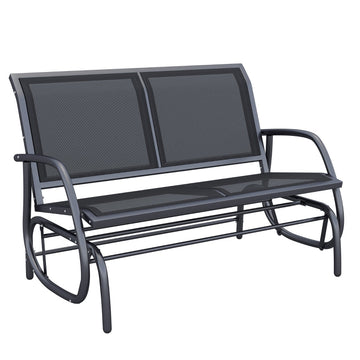 Schommelbank 2-zits tuinbank - Metalen relaxstoel | Kleur: Zwart | Afmetingen: 70x120x85 cm