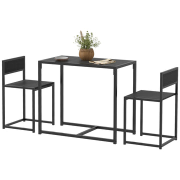 3-delige bartafelset met 2 stoelen | Kleur: Zwart | Afmetingen: 47x90x76 cm