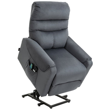 Elektrische sta-opstoel met massagefunctie | Kleur: Donkergrijs | Afmetingen: 79x97x103 cm