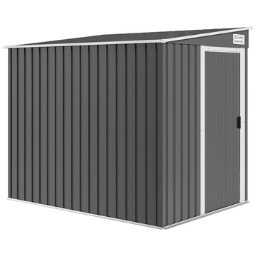 Metalen tuinschuur 2,81 m² met lessenaarsdak | Kleur: Grijs | Afmetingen: 154x206.5x181 cm
