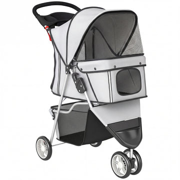 Hondenbuggy opvouwbaar voor kleine honden tot 10 kg | Kleur: Grijs | Afmetingen: 44x77x102 cm