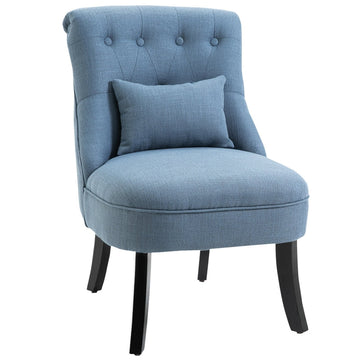 Vintage fauteuil met kussen | Kleur: Blauw | Afmetingen: 52,5x69x77 cm