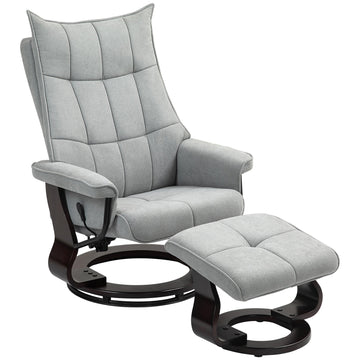 Relaxfauteuil met voetenbank - Draaibaar en verstelbaar | Kleur: Grijs | Afmetingen: 81x87x113 cm