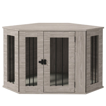 Hondenbench voor middelgrote honden | Kleur: Walnoot+Crème | Afmetingen: 104x55x63 cm