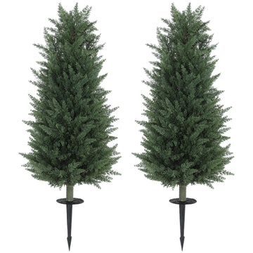 Set van 2 kunstcipressen met 831 bladeren | Kleur: Groen | Afmetingen: 33x33x100 cm
