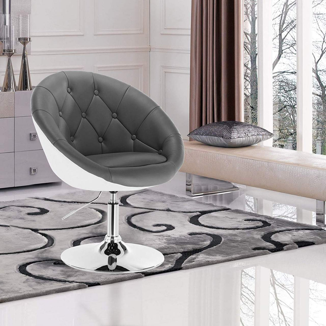 Loungestol med armstöd i konstläder | 46x44x81-93 cm